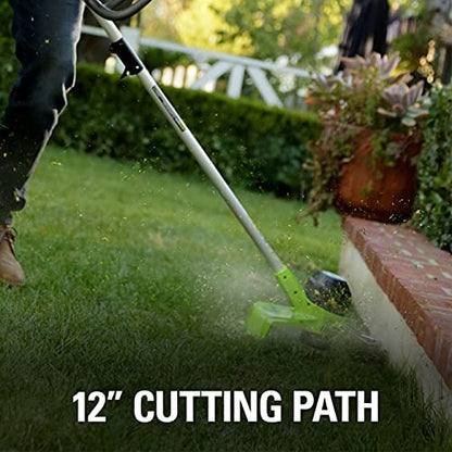 Greenworks 40V 12 in Cordless String Trimmer, 2.0 Ah Battery and Charger - size: 12" (Battery Included), style: String Trimmer