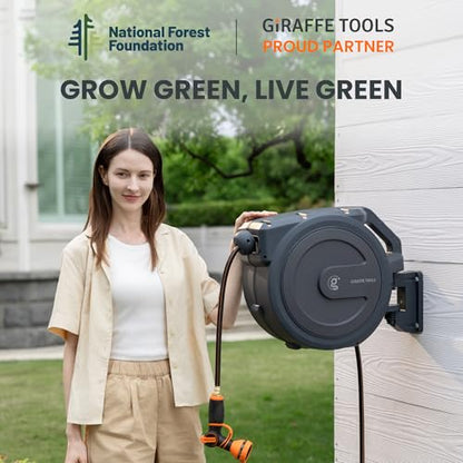 Giraffe Tools Retractable Garden Hose Reel 1/2"78FT Metal Bracket - size: 1/2 78FT