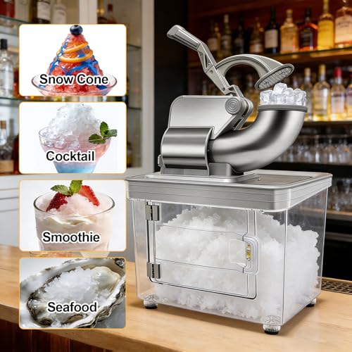 700lbs/h Snow Cone Machine Commercial Ice Shaver Dual Blade Stainless Steel