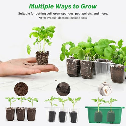 Bonviee 5-Pack Seed Starter Trays, Humidity Dome, Base, 12-Cell Tray, Green - color: Green, size: 5 Packs