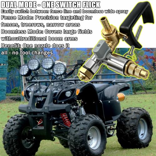 1-Pack Boomless & Fence Line Sprayer Nozzle for ATV – Brass Construction, 31FT Spray Swath, Adjustable Pattern, Universal Fit for Spot Sprayers.