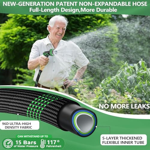 100 ft Garden Hose, Flexible Ultra Lightweight Durable Garden Hose, Kink-Free Water Hose with 10 Function Sprayer - Non-Shrinking Garden Hoses, Easy to Store,All-Weather, Car Washing Pipe Garden Hoses