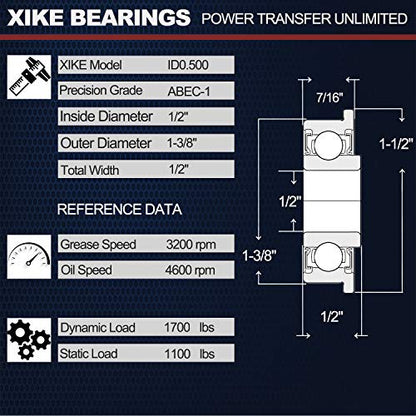 XiKe 4 Pack Flanged Bearing ID 1/2" x OD 1-3/8", Wheelbarrows Bearings - size: ID 1/2" x OD 1-3/8"