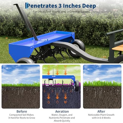 Garvee 40" Tow Behind Lawn Aerator, Universal Hitch, ATV/UTV/Tractor - size: 40"