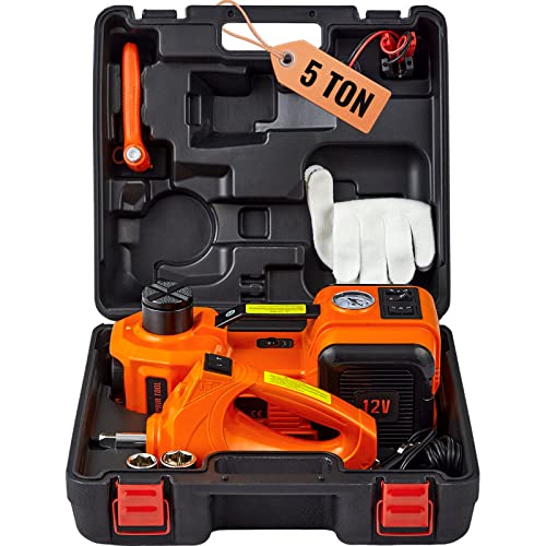 VEVOR Electric Car Jack 5 Ton with Electric Impact Wrench & Inflator Pump