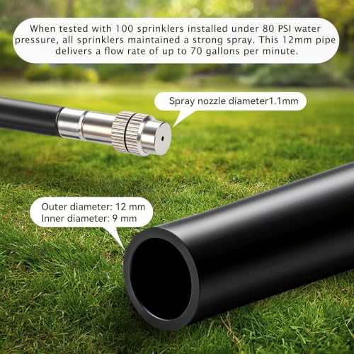 75FT High-Flow Garden Irrigation System, 12mm Main Tubing, 40 Nozzles - size: 75Ft