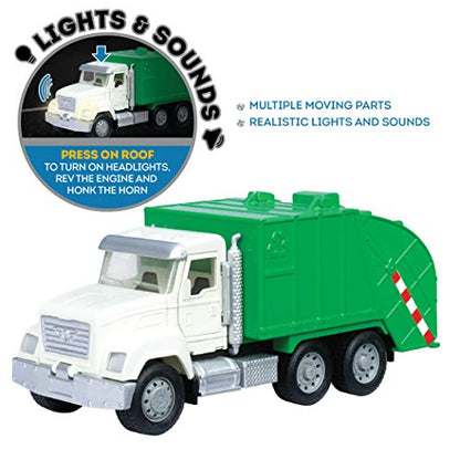 Driven by Battat – 7-Inch Work Vehicle Toy with Lights & Sounds, Movable Parts, Educational Truck for Boys & Girls, Durable Design, Realistic Details, 3+ Years Toy for Kids - style: Recycling Truck