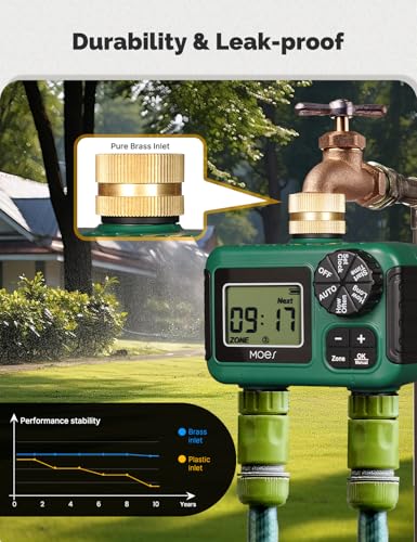 MOES 2 Zone Sprinkler Timer for Garden Hose,Brass Inlet Water Timer - size: 2 Outlet