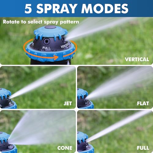 RESTMO Gear Drive Sprinkler with Metal T-Spike Base,Blue - color: Blue, size: 1 Pack
