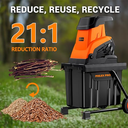 Wood Chipper Shredder, 15-Amp 1.8" Cutting Diameter - color: Orange
