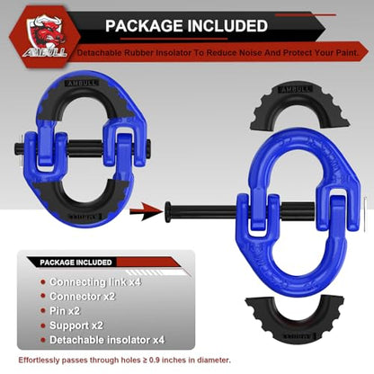 2 Pack 1/2" Safety Chain Connector Link, G80 Tow Hitch Hammerlock Coupling Link, Tow Chain Connector with 12000 lbs Loading (Blue) - color: Blue