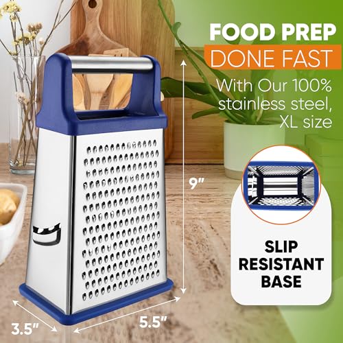 Spring Chef Stainless Steel XL Cheese Grater for Kitchen, Sapphire - color: Sapphire