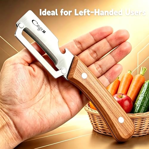 TEEVEA Vegetable Peeler, Stainless Steel Wooden Handle for Potato, Apple - color: Walnut-Silver-3