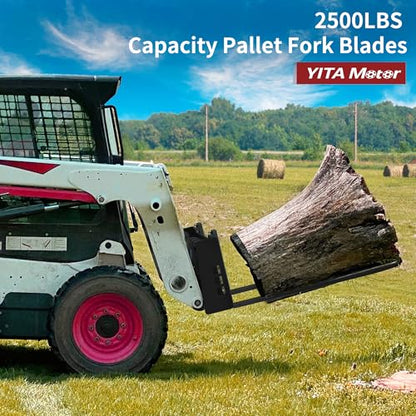 YITAMOTOR 48" Skid Steer Pallet Forks Blades Attachment, 2500 lbs Capacity