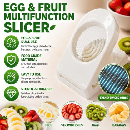 FANTEXY Egg Slicer with Stainless Steel Wires for Hard Boiled Eggs (White)