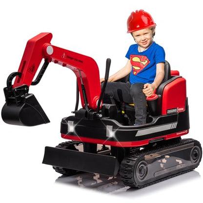 JOYLDIAS 360 Degree Rotating Ride On Excavator and Bulldozer - color: Red