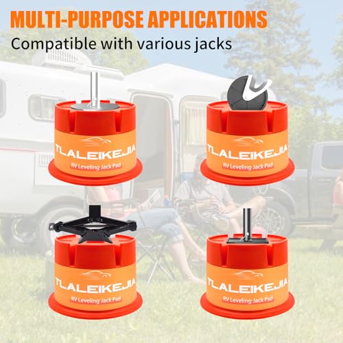 Trailer Jack Block, 6000 lbs Capacity per RV Leveling Block, Polypropylene RV Camper Stabilizer Blocks, RV Travel Accessories Use for Any Tongue Jack, Post, Foot, 5th Wheels (2 Packs) - size: 2 Packs
