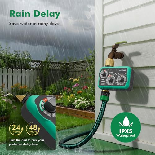 RESTMO 3-Dial Analog Sprinkler Timer, Mechnical Water Timer for Outdoor - size: Mechnical-1 Zone