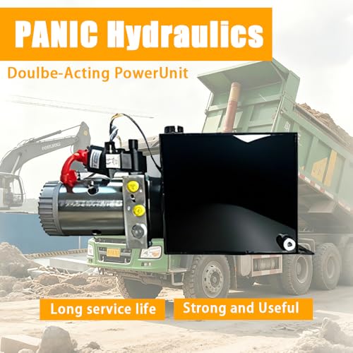 ParnicoTech 15 Quart Hydraulic Power Unit, Double Acting Dump Trailer Pump 12V DC, 3200 PSI Max Relief Pressure, Power Unit Metal Reservoir for Dump Trailer Car Lifting, SAE # 6 Port, Steel - color: 15quart