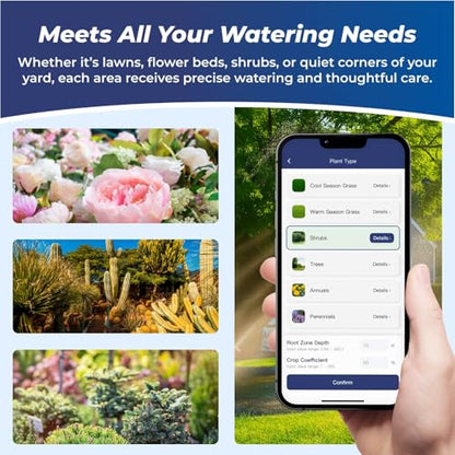 Indoor Smart Sprinkler Controller 6 Zone, WiFi Automatic Irrigation Timer, Easy-Use App Remote Control, Flexible Programs, Save Water via Rain, Wind&Freeze Skip,Quick Install, with Alexa - size: 6 zones