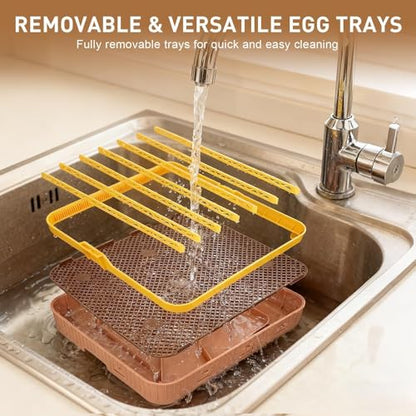 ZEMIRO CHARGE Automatic 56-Egg Incubator for Breeders, Sensor-Based Precise Humidity+Temp Control, Chick Separator, Adjustable Egg Spacing, Custom-Interval Auto Turn+Auto Stop,Preset Incubation Days - size: 56 egg-brown