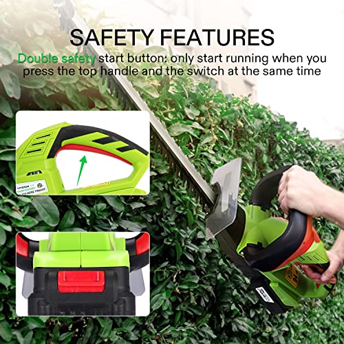 VIVOSUN 20" Cordless Hedge Trimmer, 20V Electric Bush Trimmer, 1400 RPM Shrub Trimmer, Dual-Action Laser Blade, 3/5" Cutting Capacity, Lightweight & Compact Trimmer, Battery and Fast Charger Included - size: Hedge Trimmer with 20V Battery (1 Pack)