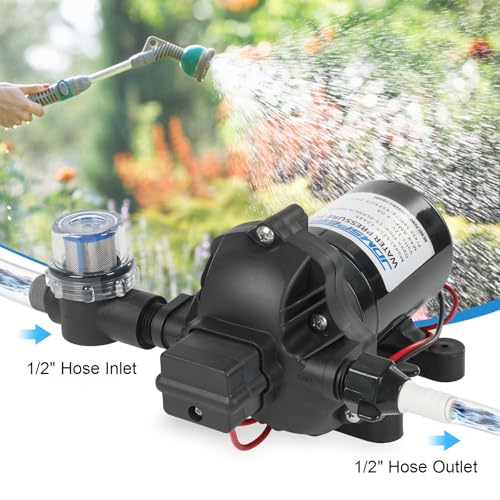 RV Water Pump, 12V DC 4.0 GPM 45 PSI, Self-Priming Diaphragm Pressure Pump - size: 4.0-12V-45