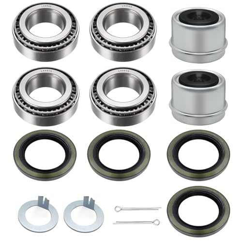 2 Set Boat Trailer Axle Bearing Kits L44649 L44610 Bearings Races 12192TB Seals 1.98" Dust Covers Cotter Pins Rubber Plugs Fit for 1-1/16" 2000-2200 lb. Axles Trailer Wheel Hub Fits for Trailer Axles - color: 2 Sets L44649 L44610 Bearings