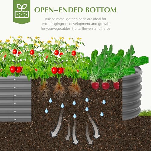 Besebay Galvanized Raised Garden Bed, Outdoor Planter Bed, - color: Dark Grey, size: 8x2x1.5ft