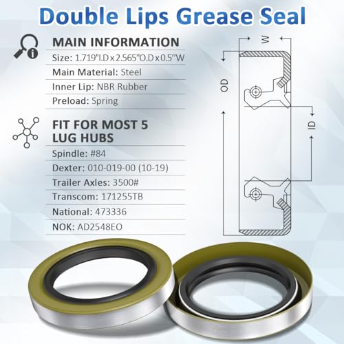 4pcs 010-019-00 Double Lip Grease Seal 1.719"x2.565" for Dexter Axle