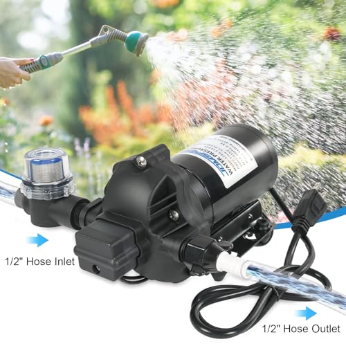 RV Water Pump, 115V AC 4.0 GPM 45 PSI, Self-Priming Diaphragm Pressure Pump - size: 4.0-115V-45