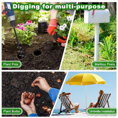 Insaga Auger Drill Bit for Planting 3.5″ x 32″– Heavy Duty Carbon Steel Spiral Garden Auger for Drill, 3/8″ Hex Drive Plant Auger for Bulbs & Seedlings – 32″ Long Reach Reduces Bending - size: 3.5″ x 32″