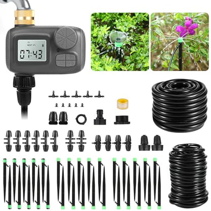 Smart Drip Irrigation System, Adjustable Timed Watering for Raised Beds & Potted Plants, Includes Leak-Resistant Tubing Kit (5/16” & 1/4”) - style: Timer Kit