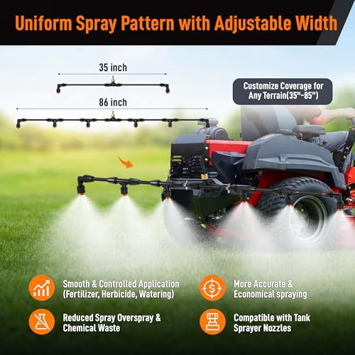 Boom Sprayer Wand ATV Sprayers Kit with Fittings(Plastic,6 Nozzles) - color: Plastic