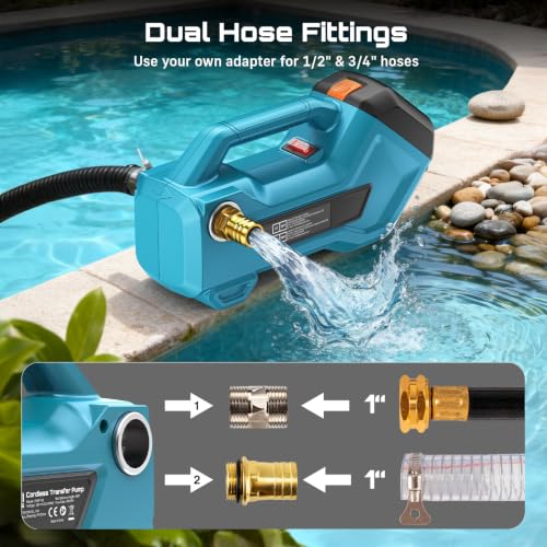 SEESII Cordless Transfer Pump for Water/Diesel, 760GPH & 65FT Lift, 2×4.0Ah