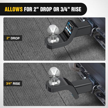 Nilight Trailer Hitch Ball Mount Fits 2" Receiver with 2" Ball 2" Drop - size: 2" Ball & 2" Drop