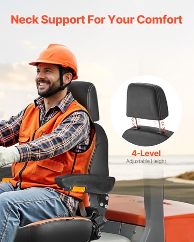 VEVOR Universal Forklift Seat, Tractor Seat with Adjustable Back & Headrest