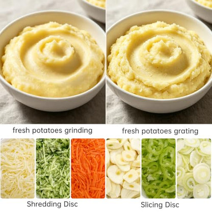 4-Discs Electric Grater, Potato Masher for Creamy Puree, 200W