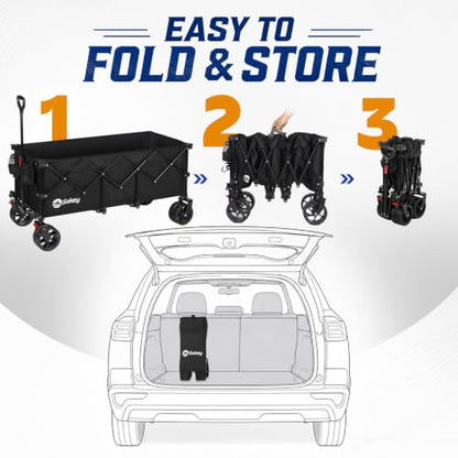 Sekey 300L Extended Collapsible Wagon, 660 lb Capacity, 48 in Long - color: Black