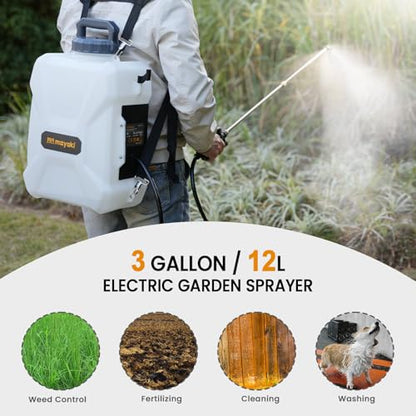 3-Gal Lawn Garden Backpack Sprayer Compatible with Dewalt 20V Battery - color: Gray