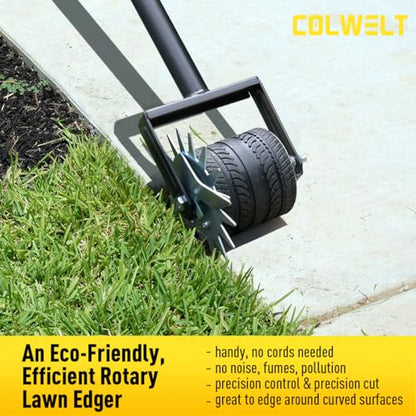 Colwelt Rotary Edger Lawn Tool, 59’’ Manual Lawn Wheel Rotary Grass Edger
