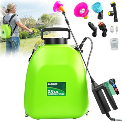Battery Powered Backpack Sprayer 2.6Gallon, Electric Sprayer with 3-Adjustable Sprayings, Battery Indicator, 5 Nozzles, 41" Retractable Wand, Rechargeable Garden Sprayer for Weed, Lawn&Yard - size: 2.6 Gallon