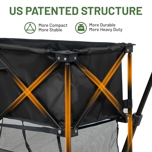 TIMBER RIDGE 400L Folding Double Decker Wagon with Brakes, 54" Extra Long - color: Black, size: Double Decker