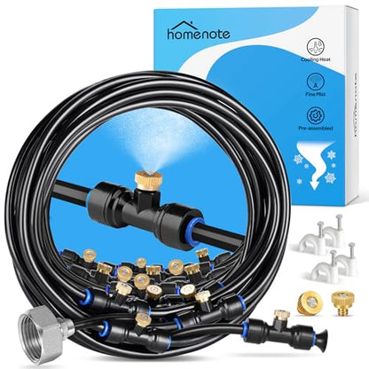 HOMENOTE Misting Cooling System, 98FT(30M) Pre-Assembled Mister Kit - size: 98FT / 30M