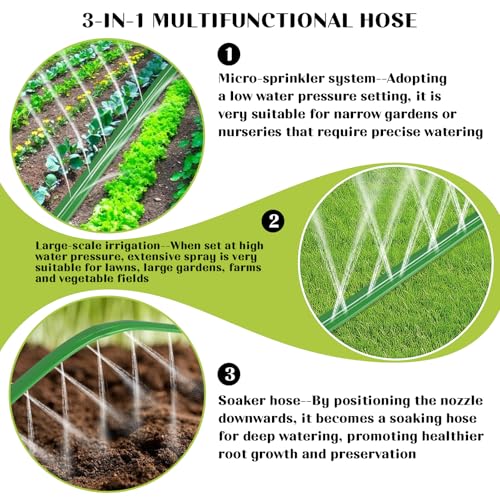 50 Ft Sprinkler Soaker Hose with Holes, Flat Garden Soaker Hose Kit