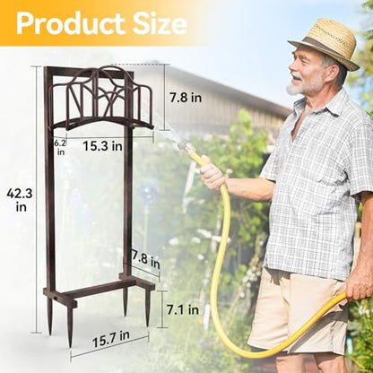 Garden Hose Holder, Heavy Duty Storage Reel Stand, Rustic Line