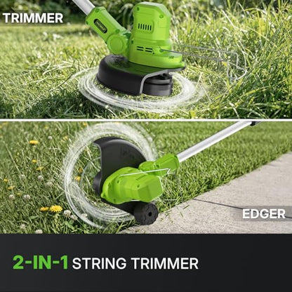 WORKIT Electric Weed Wacker Cordless, 20V Weed Eater Edger Lawn Tool - size: 12 Inch-2*2.0Ah Battery