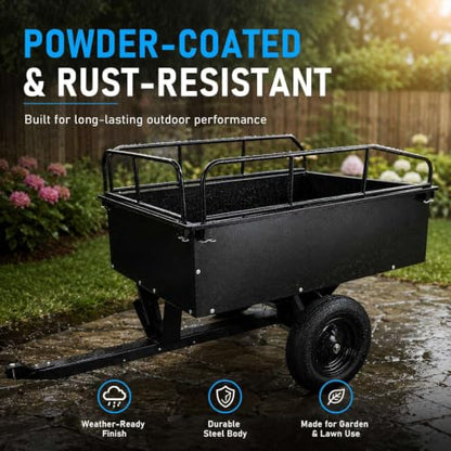 800LBS Steel ATV Dump Trailer, Tow Behind Cart for Lawn Tractor Mower