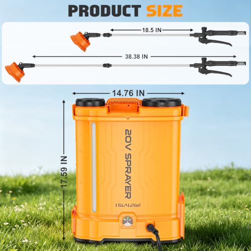 4.2 Gal Backpack Sprayer Compatible for DeWalt 20V, Auto Mixer,0-90 PSI Adj