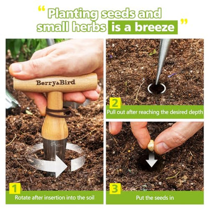 Hand Dibber – Precision Wood Handle Seed Dibber Garden Tool - size: 6''
